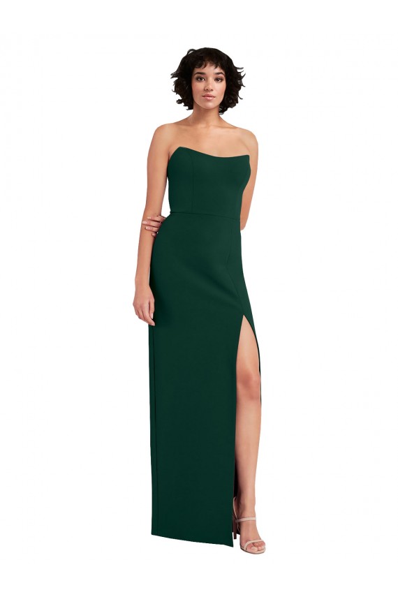 Sheath Strapless Stretch Crepe Long Midnight Green Prom Dress Canada