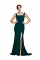 Sheath Square Neck Stretch Crepe Sweep Train Midnight Green Prom Dress Canada