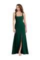 Trumpet Square Neck Stretch Crepe Long Midnight Green Prom Dress Canada