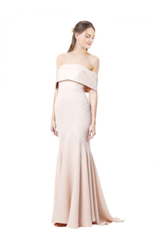Mermaid Off the Shoulder Stretch Crepe Long Nude Prom Dress Canada