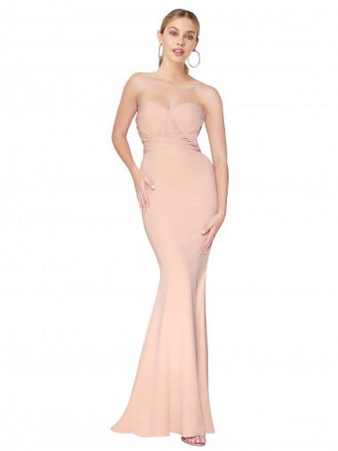 Mermaid Sweetheart Stretch Crepe Long Nude Prom Dress Canada