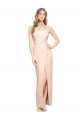 Sheath Square Neck Stretch Crepe Long Nude Prom Dress Canada