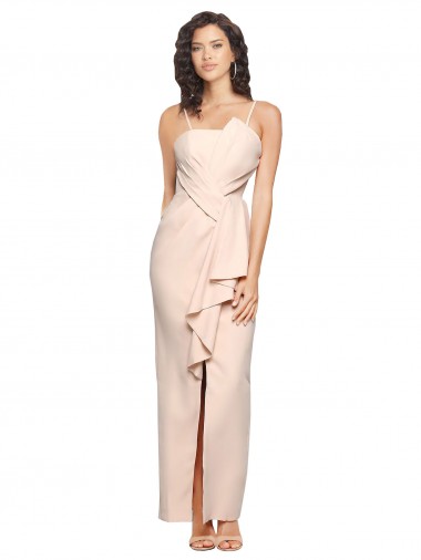 Sheath Strapless Stretch Crepe Long Nude Sleeveless Prom Dress Canada