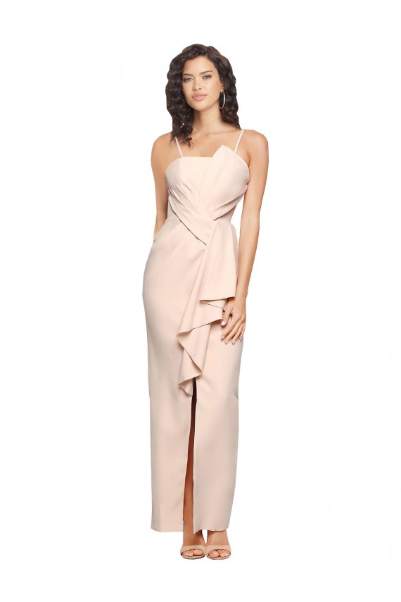 Sheath Strapless Stretch Crepe Long Nude Sleeveless Prom Dress Canada