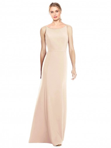 Trumpet Bateau Neck Stretch Crepe Long Nude Prom Dress Canada