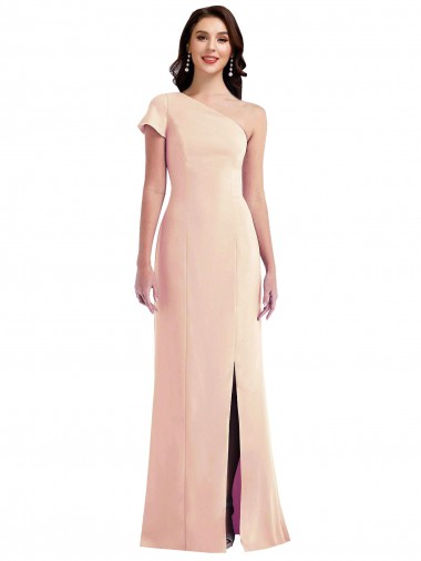 Trumpet One Shoulder Stretch Crepe Long Nude Prom Dress Canada