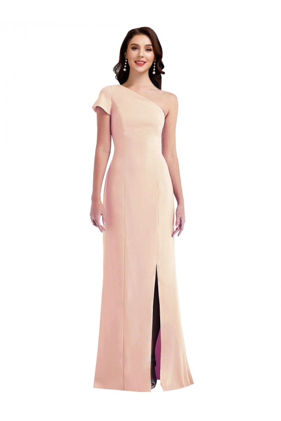 Trumpet One Shoulder Stretch Crepe Long Nude Prom Dress Canada