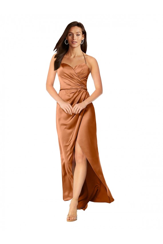 A-Line Sweetheart Silk like Satin Long Orange High Low Prom Dress Canada