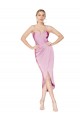 Mermaid High Neck Stretch Crepe Knee Length Orchid High Low Prom Dress Canada