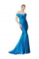 Mermaid High Neck Satin Long Peacock Blue Prom Dress Canada