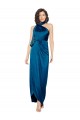 Sheath High Neck Silk like Satin Long Peacock Blue Prom Dress Canada