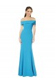 Sheath Off the Shoulder Stretch Crepe Long Peacock Blue Prom Dress Canada