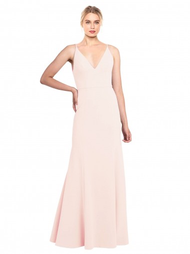 A-Line High Neck Stretch Crepe Long Pink Prom Dress Canada