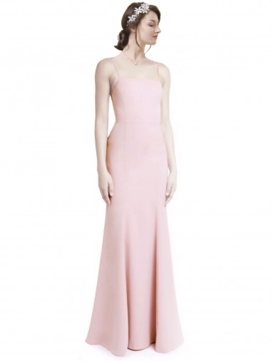 Mermaid, Sheath Square Neck Stretch Crepe Long Pink Prom Dress Canada