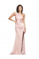 Sheath One Shoulder Silk like Satin Long Pink Prom Dress Canada