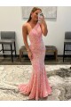 Sheath One Shoulder Velvet Sequins Sweep Train Pink Velvet Sequin Prom Dress Canada