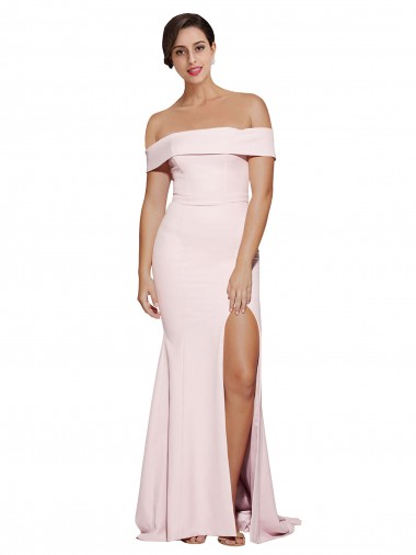 Sheath Square Neck Stretch Crepe Sweep Train Pink Prom Dress Canada