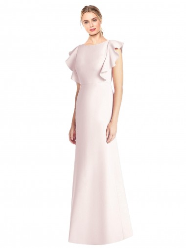 Trumpet Bateau Neck Stretch Crepe Long Pink Prom Dress Canada