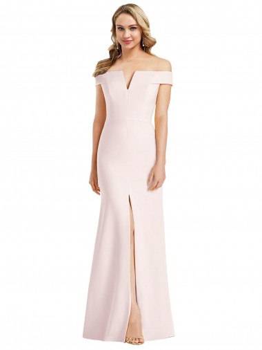 Trumpet Off the Shoulder Stretch Crepe Long Pink Prom Dress Canada