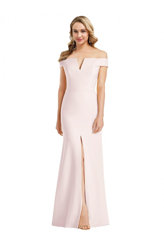 Trumpet Off the Shoulder Stretch Crepe Long Pink Prom Dress Canada