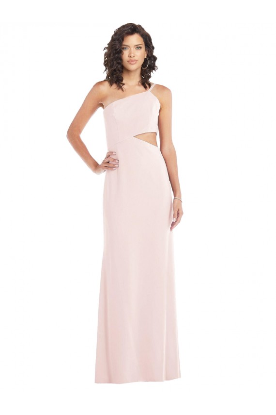 Trumpet One Shoulder Stretch Crepe Long Pink Prom Dress Canada