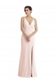 Trumpet V-Neck Stretch Crepe Long Pink Prom Dress Canada