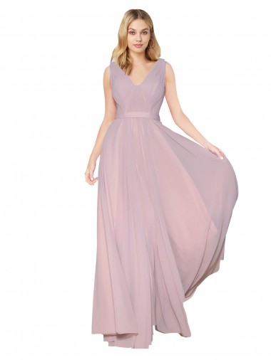 A-Line High Neck Soft Chiffon Long Primrose Prom Dress Canada