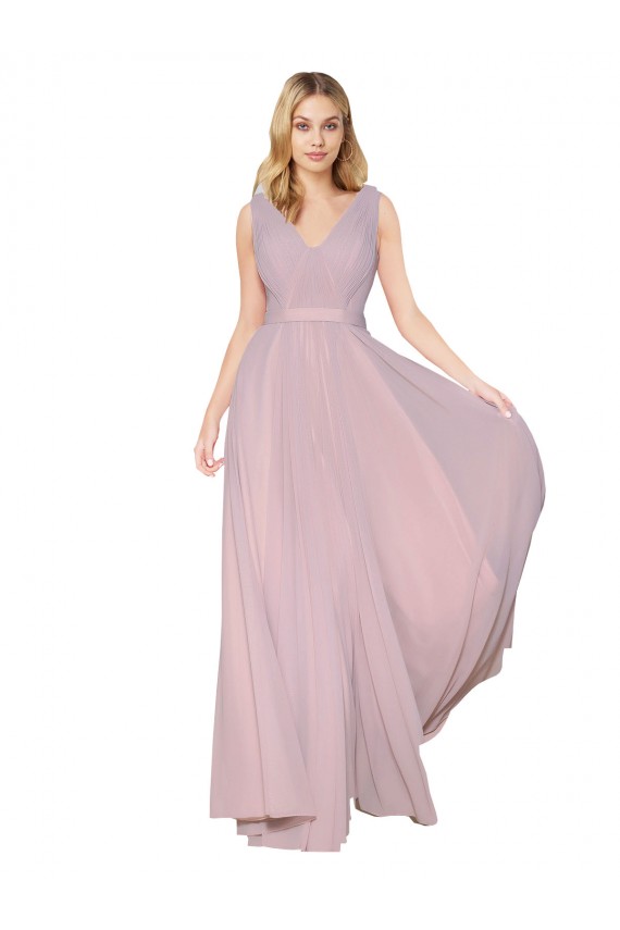 A-Line High Neck Soft Chiffon Long Primrose Prom Dress Canada
