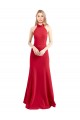 A-Line Halter Neck Stretch Crepe Long Red Prom Dress Canada