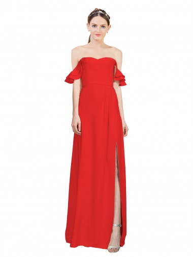 A-Line Sweetheart Stretch Crepe Long Red Prom Dress Canada
