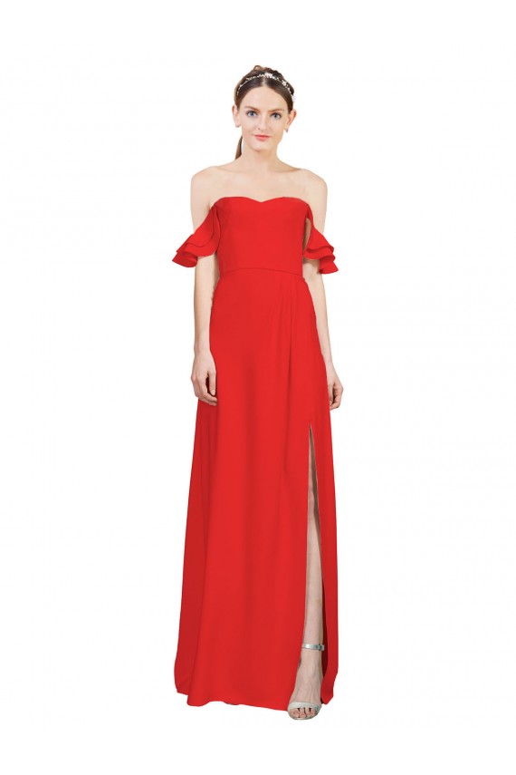 A-Line Sweetheart Stretch Crepe Long Red Prom Dress Canada