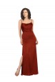 A-Line Square Neck Silk like Satin Long Red Prom Dress Canada