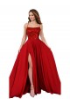 A-Line Square Neck Spandex & Lace Long Red Prom Dress Canada