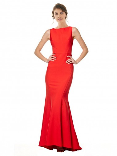 Mermaid Halter Neck Stretch Crepe Long Red Prom Dress Canada