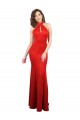 Mermaid Halter Neck Stretch Satin Long Red Prom Dress Canada