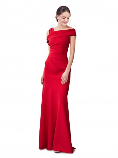 Mermaid Stretch Crepe Long Red Prom Dress Canada