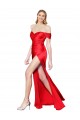 Mermaid High Neck Stretch Satin Long Red Prom Dress Canada