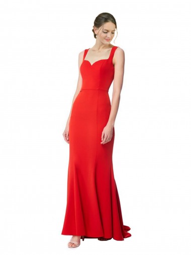 Mermaid Sweetheart Stretch Crepe Long Red Prom Dress Canada