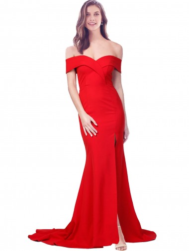 Mermaid Sweetheart Stretch Crepe Long Red Prom Dresses Canada