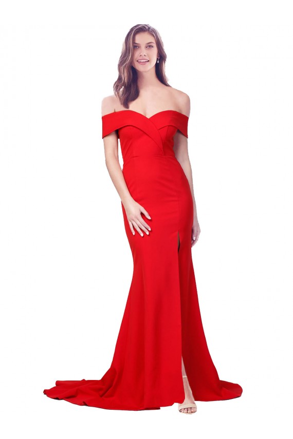 Mermaid Sweetheart Stretch Crepe Long Red Prom Dresses Canada