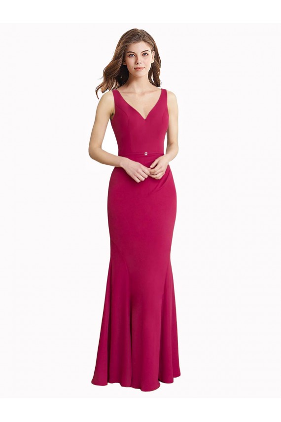 Mermaid High Neck Soft Chiffon Long Red Prom Dress Canada
