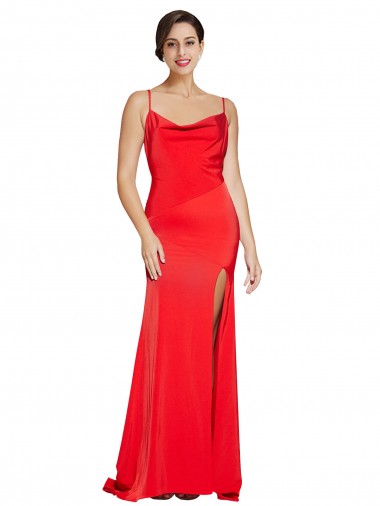 Sheath Strapless Stretch Satin Long Red Prom Dress Canada