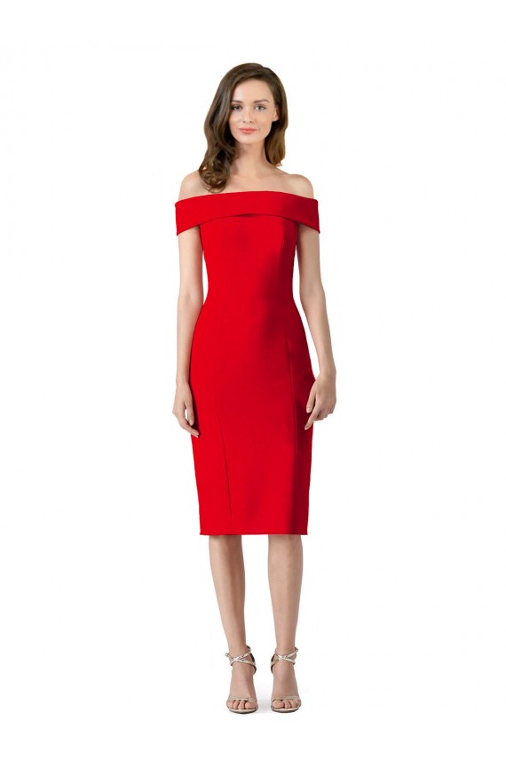 Sheath Off the Shoulder Stretch Crepe Cocktail Length Red Prom Dress Canada