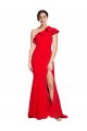 Sheath One Shoulder Stretch Crepe Sweep Train Red Prom Dress Canada