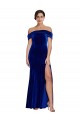 Mermaid Off the Shoulder Stretch Velvet Long Royal Blue Prom Dress Canada