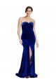 Mermaid Strapless Stretch Velvet Sweep Train Royal Blue Prom Dress Canada