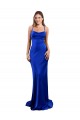 Sheath Cowl Neck Silk like Satin Long Royal Blue Prom Dress Canada