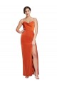 Sheath Cowl Neck Stretch Satin Sweep Train Rust Prom Dress Canada