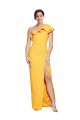 Sheath One Shoulder Stretch Crepe Long Saffron Prom Dress Canada