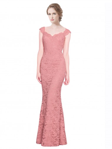 Mermaid Sweetheart Lace Long Salmon Prom Dress Canada